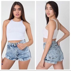 Vintage High Waisted Acid Wash Grey Denim Short
